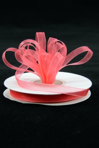 Organza Ribbon , Coral, 3/8 Inch x 25 Yards (1 Spool) SALE ITEM